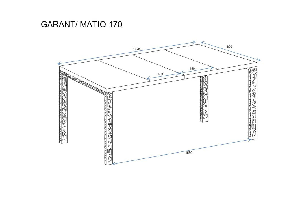 Ausziehbarer Esstisch Garant (Eiche Artisan) - Technische Maße und Skizze 2