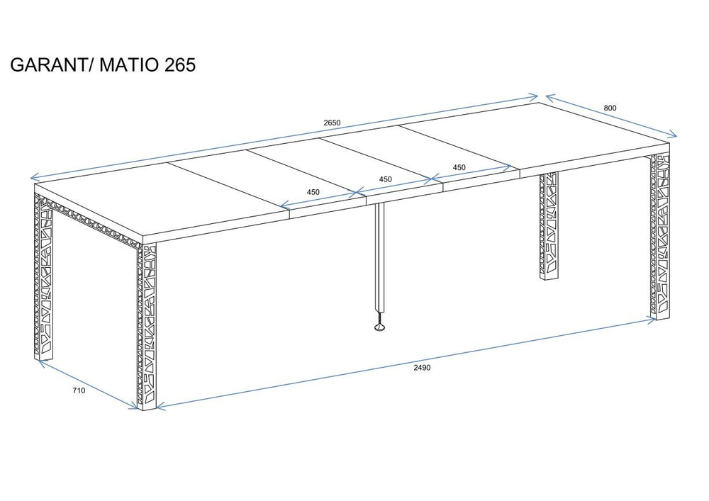 Ausziehbarer Esstisch Garant (Eiche Artisan) - Technische Maße und Skizze 2