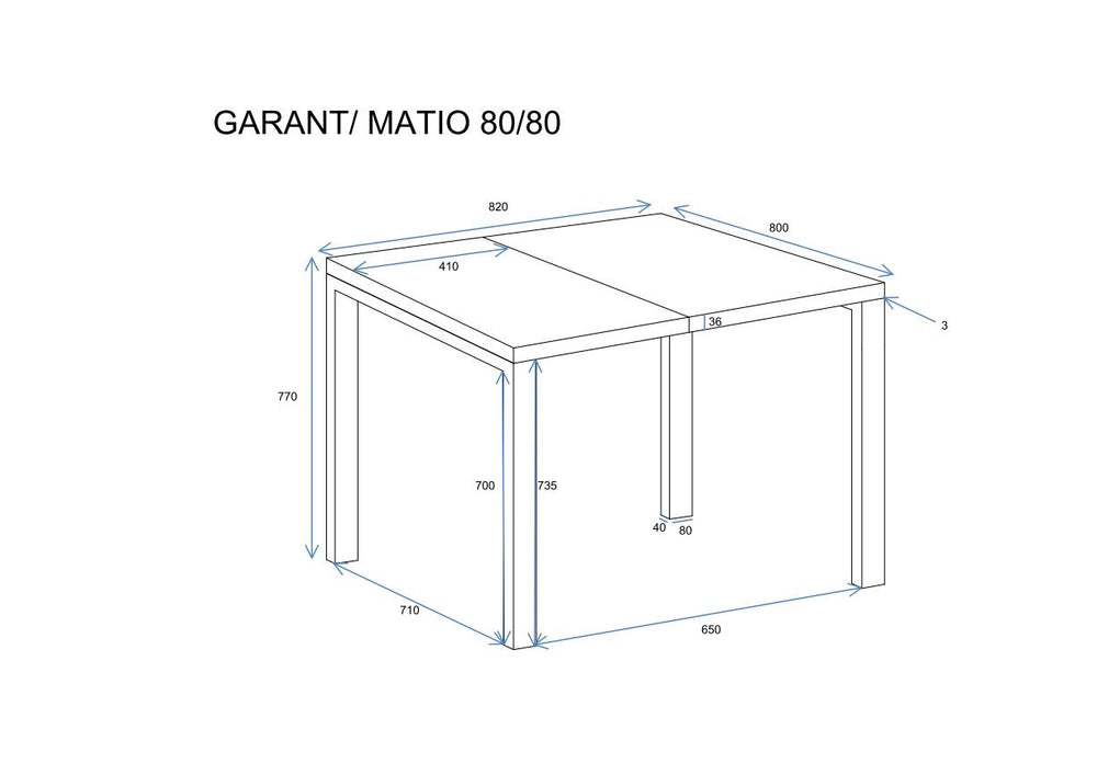 Ausziehbarer Esstisch Garant (Eiche Artisan) - Technische Maße und Skizze 1