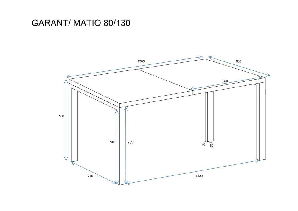 Ausziehbarer Esstisch Garant (Eiche Artisan) - Technische Maße und Skizze 1