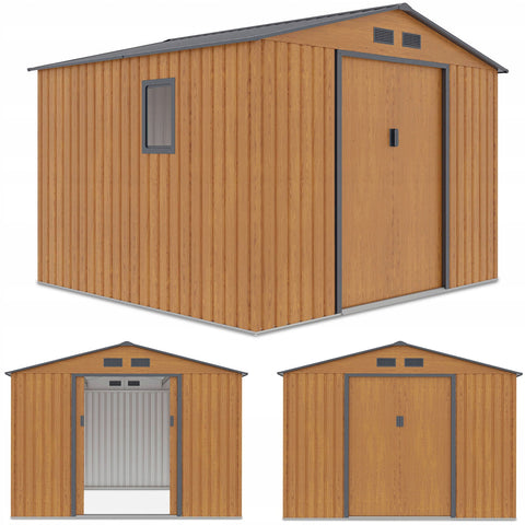 Hardmaister Metall Gerätehaus Hudson 277x255 cm Oak Grey Satteldach Schuppen