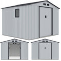Hardmaister Gerätehaus Hudson 277x255 cm Hellgrau - Metall-Gartenschuppen mit Satteldach