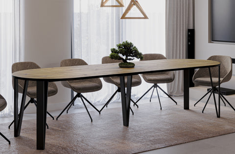 Ausziehbarer runder Esstisch "Jasmin" 100-312cm (Eiche Artisan) von Endo-Möbel bei coso-home