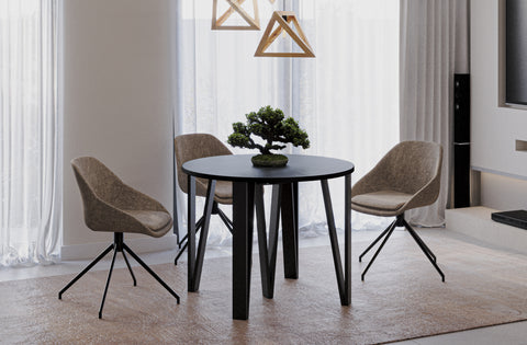 Ausziehbarer runder Esstisch "Jasmin" 100-312cm (Beton Dunkel) von Endo-Möbel bei coso-home