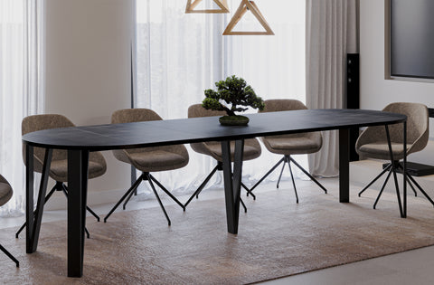 Ausziehbarer runder Esstisch "Jasmin" 100-312cm (Beton Dunkel) von Endo-Möbel bei coso-home