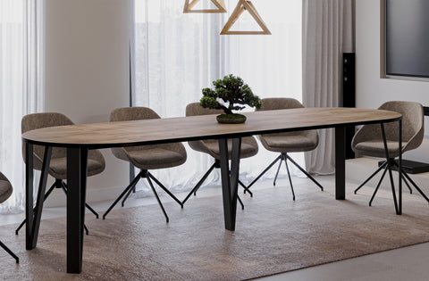 Ausziehbarer runder Esstisch "Jasmin" 100-312cm (Eiche Craft Gold) von Endo-Möbel bei coso-home