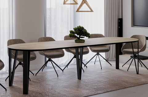 Ausziehbarer runder Esstisch "Jasmin" 100-312cm (Eiche Cremona) von Endo-Möbel bei coso-home