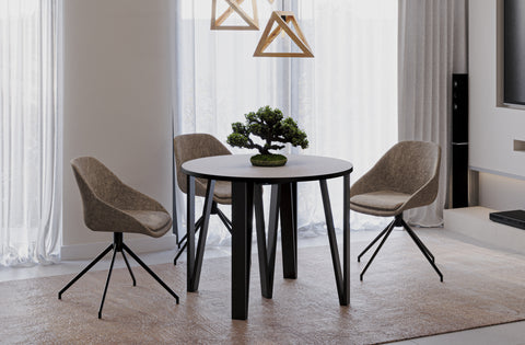 Ausziehbarer runder Esstisch "Jasmin" 100-312cm (Kaschmir Beige) von Endo-Möbel bei coso-home