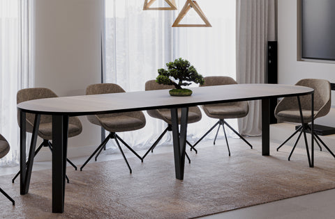 Ausziehbarer runder Esstisch "Jasmin" 100-312cm (Kaschmir Beige) von Endo-Möbel bei coso-home