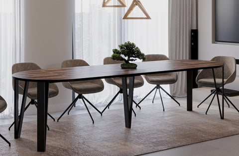 Ausziehbarer runder Esstisch "Jasmin" 100-312cm (Eiche Monastery) von Endo-Möbel bei coso-home