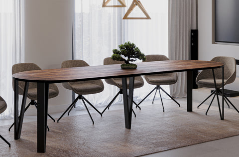 Ausziehbarer runder Esstisch "Jasmin" 100-312cm (Eiche Stirling) von Endo-Möbel bei coso-home