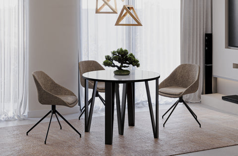 Ausziehbarer runder Esstisch "Jasmin" 100-312cm (Weiß Hochglanz) von Endo-Möbel bei coso-home