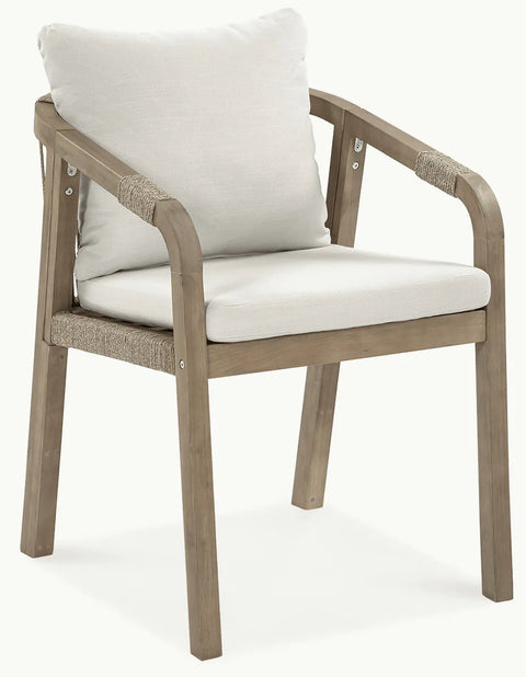 FURRORE Marigold 6+1 Gartenmöbel Essgruppe Akazienholz Grau Beige 170cm handgeflochten