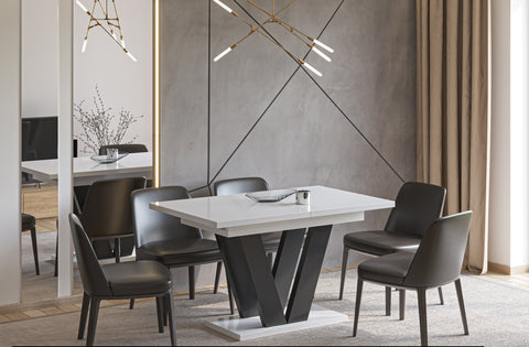 Ausziehbarer Esstisch "Lara" 130-210cm (Weiß Hochglanz) von Endo-Möbel bei coso-home