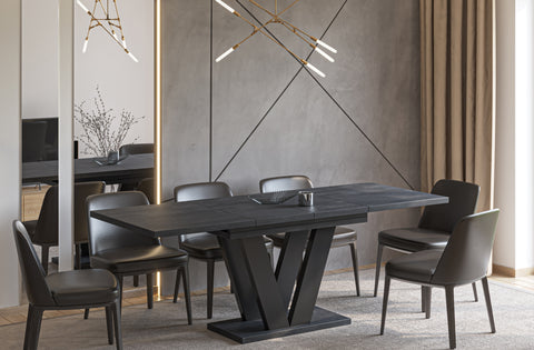 Ausziehbarer Esstisch "Lara" 130-210cm (Beton Dunkel) von Endo-Möbel bei coso-home