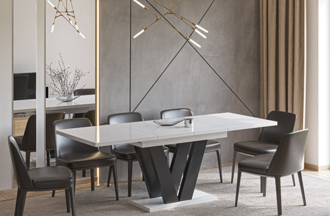 Ausziehbarer Esstisch "Lara" 130-210cm (Weiß Hochglanz) von Endo-Möbel bei coso-home