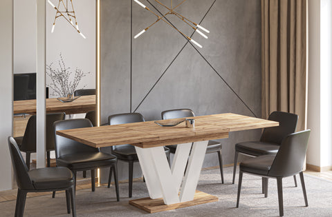 Ausziehbarer Esstisch "Lara Kaschmir" 130-210cm (Eiche Craft Gold) von Endo-Möbel bei coso-home