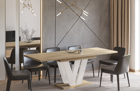 Ausziehbarer Esstisch "Lara Kaschmir" 130-210cm (Eiche Cremona) von Endo-Möbel bei coso-home