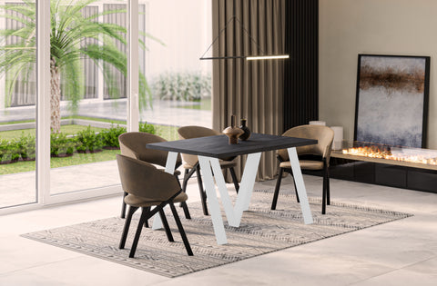 Ausziehbarer Esstisch "Lungo White" 130-405cm (Beton Dunkel) von Endo-Möbel bei coso-home