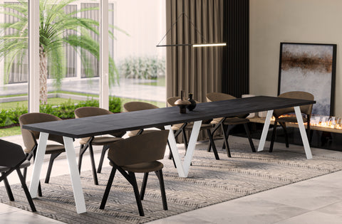Ausziehbarer Esstisch "Lungo White" 130-405cm (Beton Dunkel) von Endo-Möbel bei coso-home