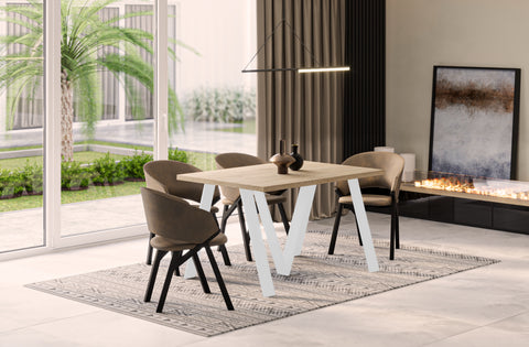 Ausziehbarer Esstisch "Lungo White" 130-405cm (Eiche Cremona) von Endo-Möbel bei coso-home