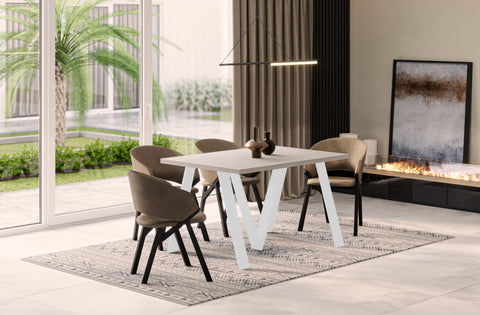 Ausziehbarer Esstisch "Lungo White" 130-405cm (Kaschmir Beige) von Endo-Möbel bei coso-home