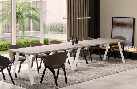 Ausziehbarer Esstisch "Lungo White" 130-405cm (Kaschmir Beige) von Endo-Möbel bei coso-home