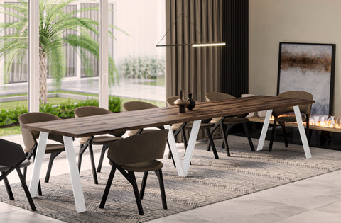 Ausziehbarer Esstisch "Lungo White" 130-405cm (Eiche Monastery) von Endo-Möbel bei coso-home