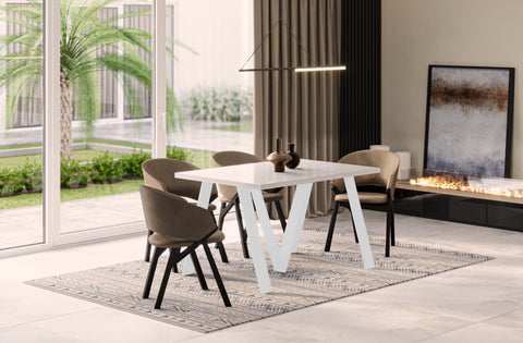 Ausziehbarer Esstisch "Lungo White" 130-405cm (Weiß Hochglanz) von Endo-Möbel bei coso-home