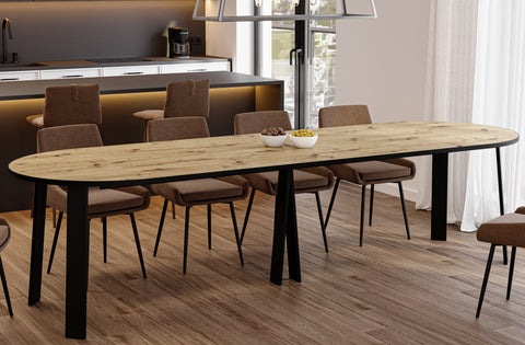 Ausziehbarer runder Esstisch "Mars" 100-312cm (Eiche Artisan) von Endo-Möbel bei coso-home