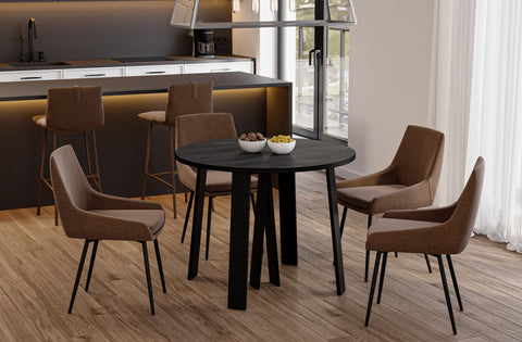 Ausziehbarer runder Esstisch "Mars" 100-312cm (Beton Dunkel) von Endo-Möbel bei coso-home