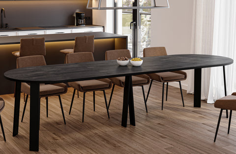 Ausziehbarer runder Esstisch "Mars" 100-312cm (Beton Dunkel) von Endo-Möbel bei coso-home