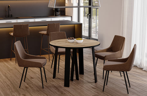 Ausziehbarer runder Esstisch "Mars" 100-312cm (Eiche Evoke) von Endo-Möbel bei coso-home