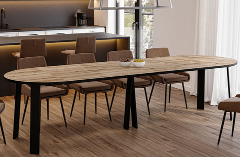 Ausziehbarer runder Esstisch "Mars" 100-312cm (Eiche Evoke) von Endo-Möbel bei coso-home