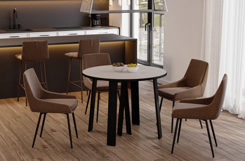 Ausziehbarer runder Esstisch "Mars" 100-312cm (Kaschmir Beige) von Endo-Möbel bei coso-home