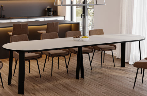 Ausziehbarer runder Esstisch "Mars" 100-312cm (Kaschmir Beige) von Endo-Möbel bei coso-home