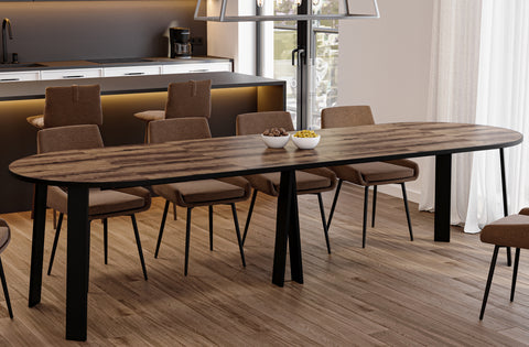 Ausziehbarer runder Esstisch "Mars" 100-312cm (Eiche Monastery) von Endo-Möbel bei coso-home