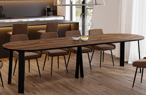 Ausziehbarer runder Esstisch "Mars" 100-312cm (Eiche Stirling) von Endo-Möbel bei coso-home