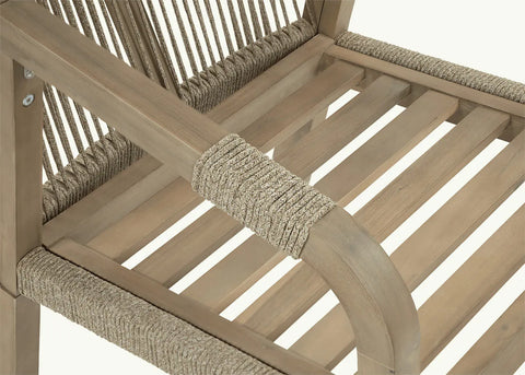 FURRORE Marigold 6+1 Gartenmöbel Essgruppe Akazienholz Grau Beige 170cm handgeflochten