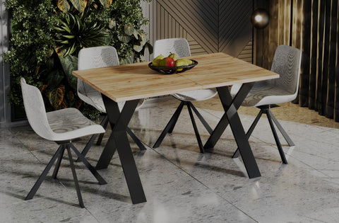 Ausziehbarer Esstisch "X" 130-210xm (Eiche Craft Gold) von Endo-Möbel bei coso-home