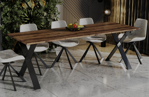 Ausziehbarer Esstisch "X" 130-210xm (Eiche Monastery) von Endo-Möbel bei coso-home