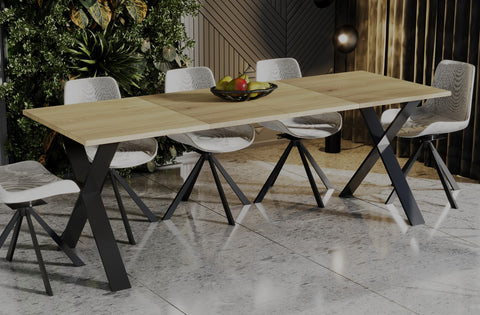 Ausziehbarer Esstisch "X" 130-210xm (Eiche Natur) von Endo-Möbel bei coso-home