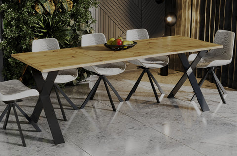 Ausziehbarer Esstisch "X" 130-210xm (Eiche Artisan) von Endo-Möbel bei coso-home