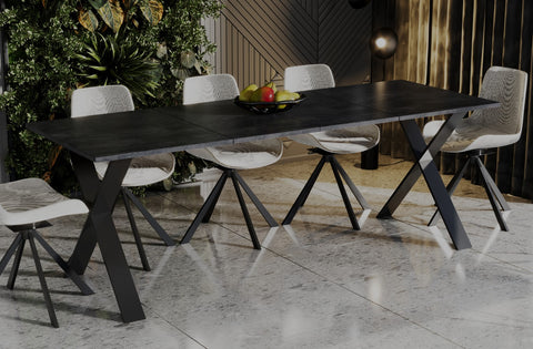 Ausziehbarer Esstisch "X" 130-210xm (Beton Dunkel) von Endo-Möbel bei coso-home