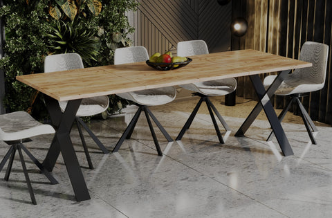 Ausziehbarer Esstisch "X" 130-210xm (Eiche Craft Gold) von Endo-Möbel bei coso-home