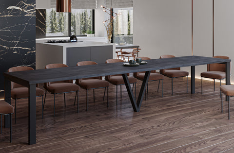 Ausziehbarer Esstisch "Titan" 130-405cm (Beton Dunkel) von Endo-Möbel bei coso-home