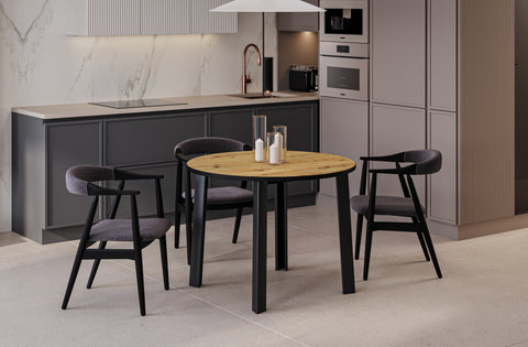 Ausziehbarer runder Esstisch "Wenus" 100-206cm (Eiche Artisan) von Endo-Möbel bei coso-home