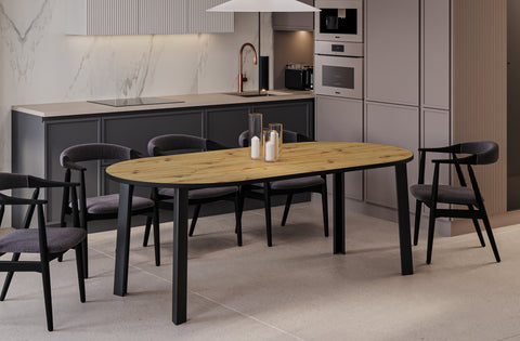 Ausziehbarer runder Esstisch "Wenus" 100-206cm (Eiche Artisan) von Endo-Möbel bei coso-home