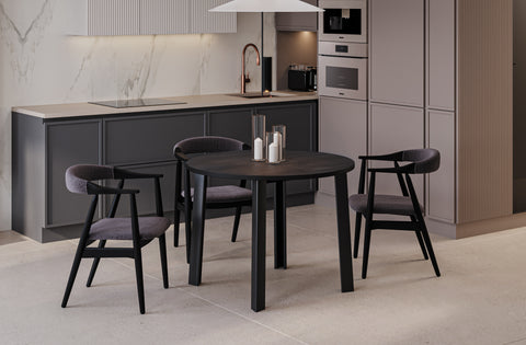 Ausziehbarer runder Esstisch "Wenus" 100-206cm (Beton Dunkel) von Endo-Möbel bei coso-home