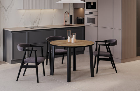 Ausziehbarer runder Esstisch "Wenus" 100-206cm (Eiche Craft Gold) von Endo-Möbel bei coso-home